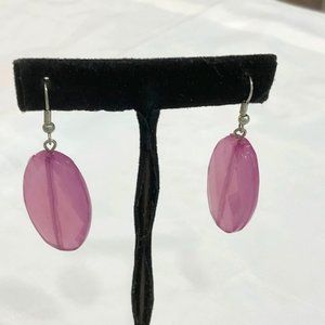 Translucent Purple Dangling Earrings on wires for pierced ears
